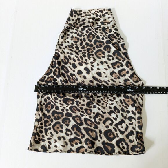 Zara Satin Halter Top Cowl Neck Leopard Print Size XS Silky - Picture 7 of 13